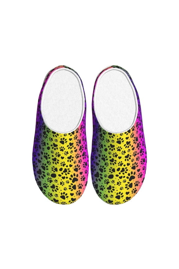 Animal Paw Rainbow Women's Men's Slippers Plush Slip-On House Slipper for Winter Indoor Soft Cushion Non-slip Fluffy Slides Slippers-13