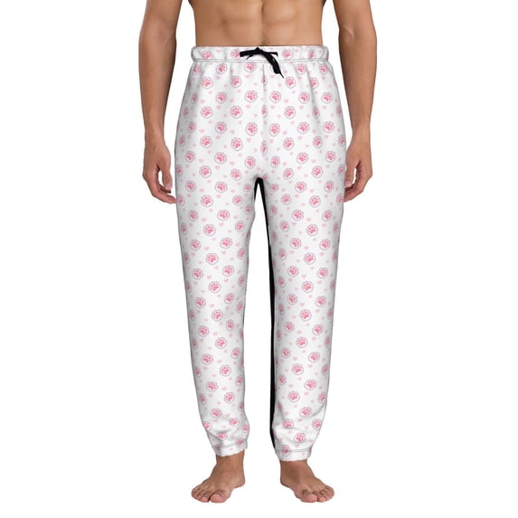 Kdxio Animal Pink Color Paw Pattern Joggers,Sweatpants for Men with Pockets-Medium