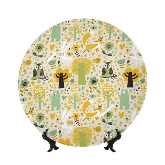 Kdxio Animal Tree Bone China Decorative Plate Ceramic Decorative Plate for Home Office Wall Stand Decorative Plates for Home Bedroom-10in