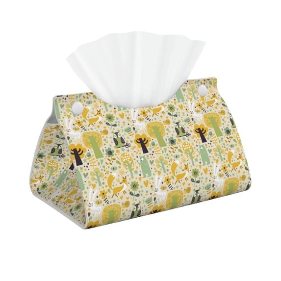 Kdxio Animal Tree Print Tissue Box Cover,Modern PU Leather Rectangular Tissue Box Holder for Bathroom Living Room Bedroom Office Desk Car Home
