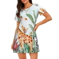 thumbnail image 1 of Kdxio Animals-1 Pattern Womens Short Sleeve Sleepshirt Scoopneck Cute Nightdress Ruffle Comfy Nightgown, 1 of 6