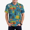 thumbnail image 1 of Kdxio Animals In Camping Print Men's Short Sleeve Polo Shirt,Midweight Men's Shirt, 1 of 5