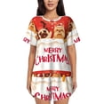 thumbnail image 1 of Kdxio Animals Merry Christmas Print Pajamas Sets for Women Short-Sleeved Pjs with Lounge Shorts Two Piece Sleepwear S-4XL, 1 of 8