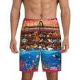 thumbnail image 1 of Kdxio Animals On Noah's Ark Print Mens Sleep Shorts Bottoms Soft Comfy Pajama Wear Pants with Drawstring Pockets, 1 of 7