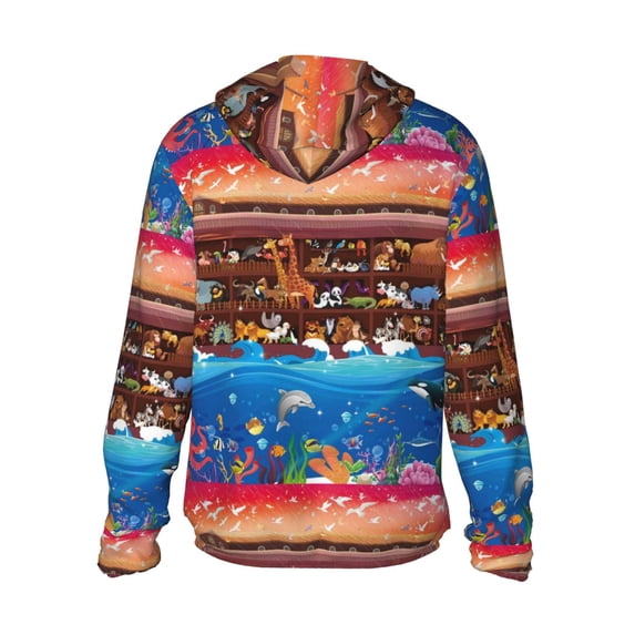Kdxio Animals On Noah's Ark Print Women Men Sun Protection UPF 50+ Jackets Zip Up Long Sleeve Hoodie Hiking Lightweight with Pockets