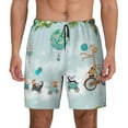thumbnail image 1 of Kdxio Animals Riding Across The Sky Print Men's Swim Trunks with Compression Liner 7 Inch Inseam Quick Dry Swim Shorts, 1 of 5
