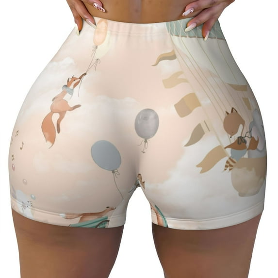 Kdxio Animals Riding Across The Sky1 Print Workout Shorts for Women Seamless Soft Smooth Gym Yoga Scrunch Active Shorts