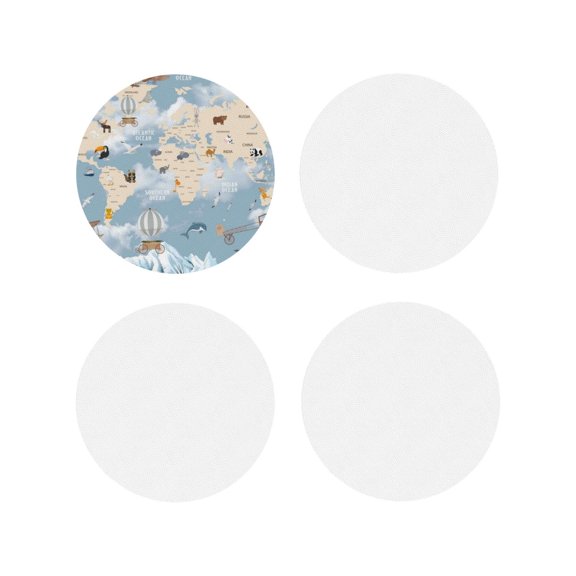 Kdxio Animals Travel World Map Funny Coasters,4 Pcs Leather Coasters,Housewarming Gifts,Protect Furniture From Water Marks Scratch And Damage