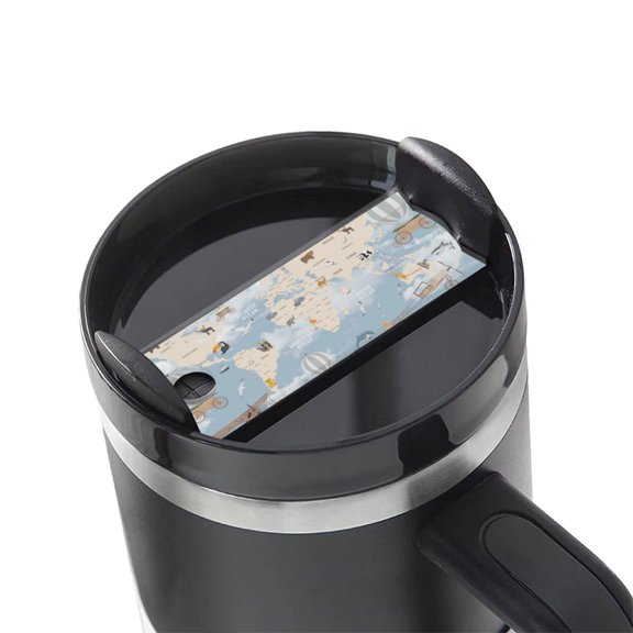 Kdxio Animals Travel World Map Name Plate Compatible Stanley Cups Name Tag Acrylic Nameplate Tumbler Lid Topper for Cup Accessories