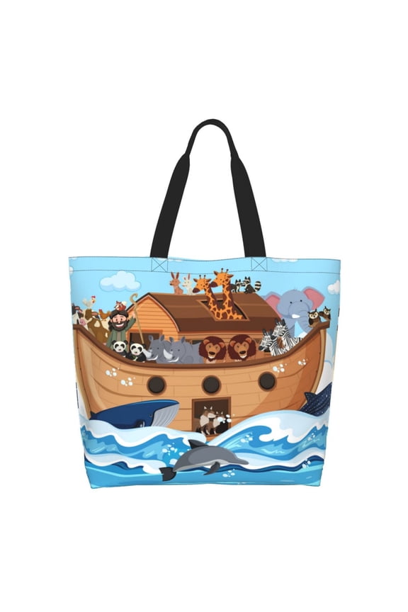 Animals on Noah's Ark Casual Tote Bags Women Big Capacity Shoulder Bag for Women Travel Shoulder Bags Handbags