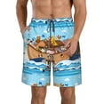 thumbnail image 1 of Kdxio Animals on Noah's Ark Floating Pattern Mens Casual Shorts - Drawstring Summer Beach Sports Shorts for Men, 1 of 1