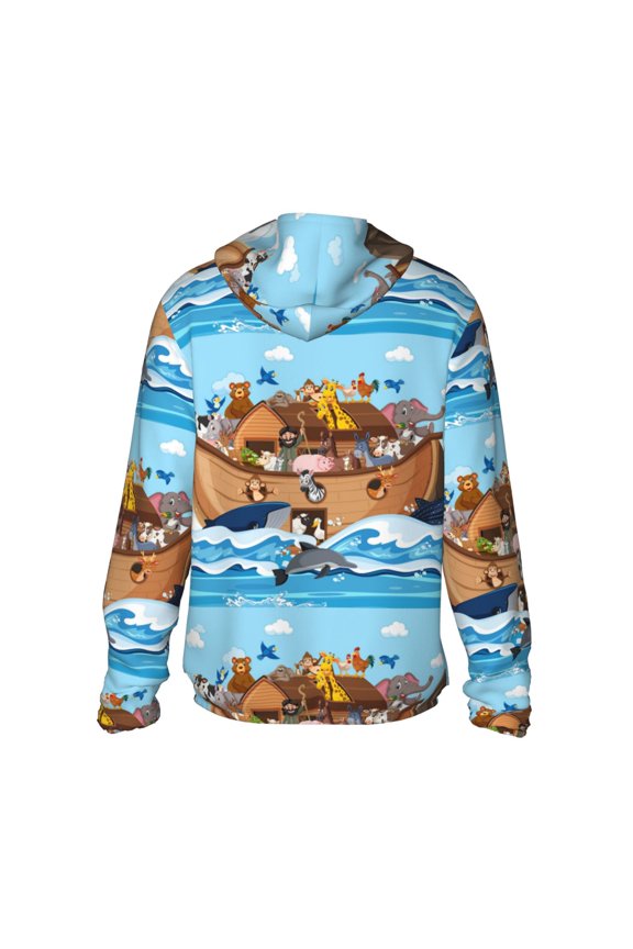Animals on Noah's Ark Floating Print Women Men Sun Protection UPF 50+ Jackets Zip Up Long Sleeve Hoodie Hiking Lightweight with Pockets