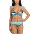 thumbnail image 1 of Kdxio Animals on Noah's Ark Floating Print Women's 2 Piece High Waisted Wrap Spaghetti Strap Summer Swimsuit Bikini Set-Small, 1 of 7