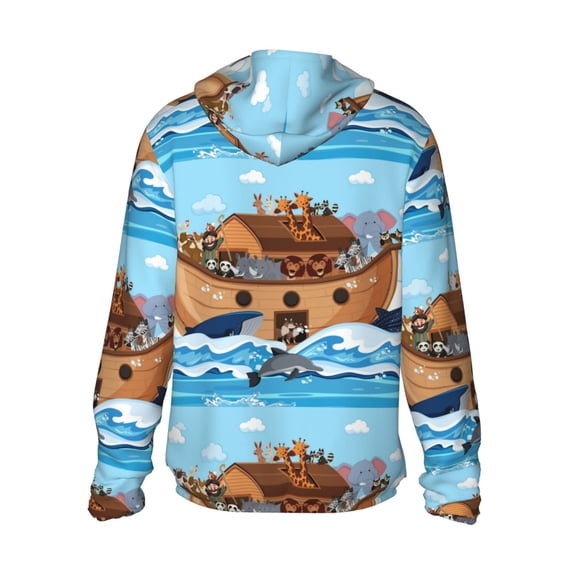 Kdxio Animals on Noah's Ark Print Women Men Sun Protection UPF 50+ Jackets Zip Up Long Sleeve Hoodie Hiking Lightweight with Pockets