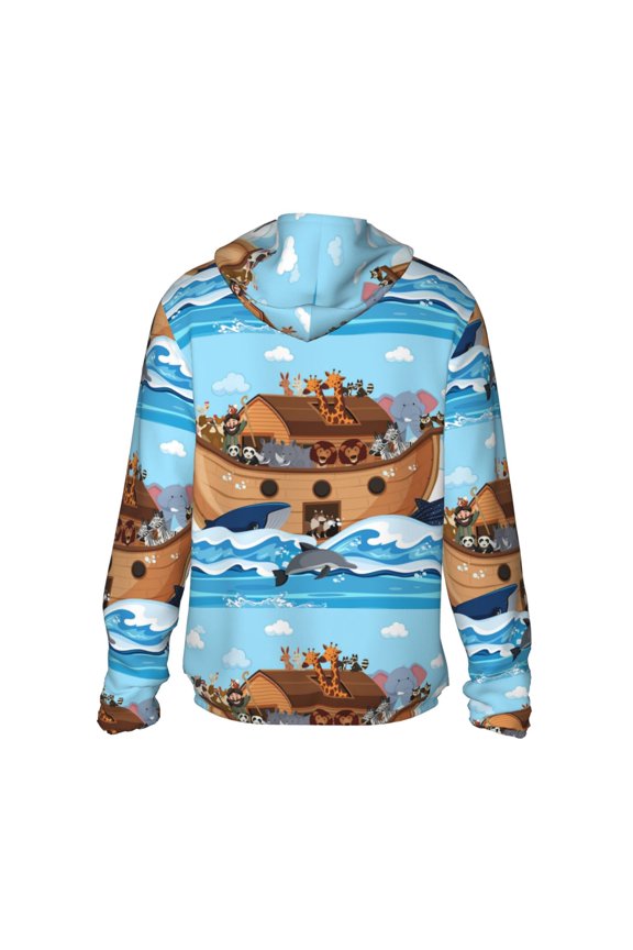 Animals on Noah's Ark Print Women Men Sun Protection UPF 50+ Jackets Zip Up Long Sleeve Hoodie Hiking Lightweight with Pockets
