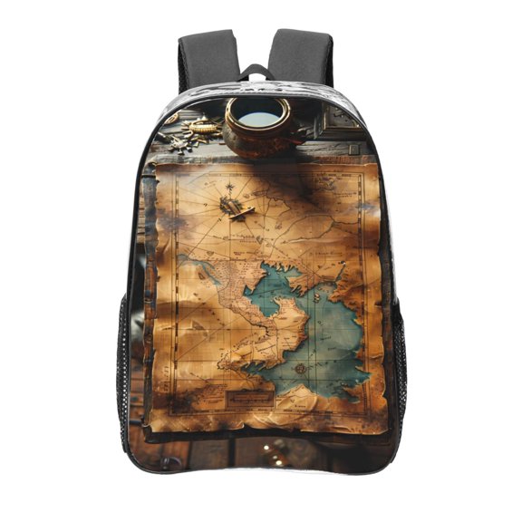 Kdxio Antique Map Adventure Scene Clear Backpack, Transparent Bookbag for School for Women Men, Capacity Clear Bag for College, Travel