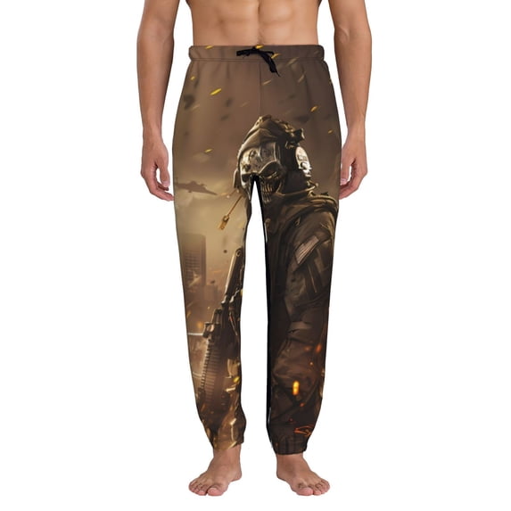 Kdxio Apocalyptic Skull Soldier Pattern Joggers,Sweatpants for Men with Pockets-Large