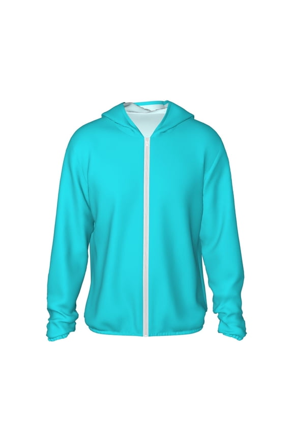 Aqua Print Women Men Sun Protection UPF 50+ Jackets Zip Up Long Sleeve Hoodie Hiking Lightweight with Pockets