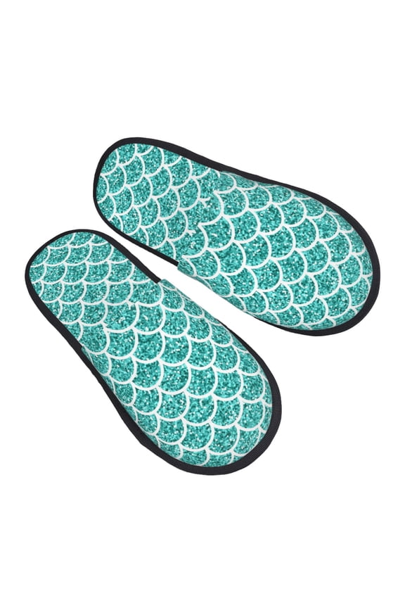 Aquamarine Glitter1 Pattern Slippers for Women Memory Foam Fuzzy House Slippers Bedroom Non-slip Warm Womens Slippers