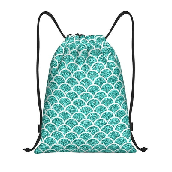 Kdxio Aquamarine Glitter1 Print Drawstring Backpack Bag,Waterproof Draw String Back Sack, Gym Drawstring Bags Swim Bag For Unisex