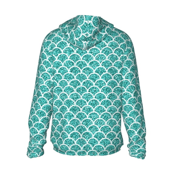 Kdxio Aquamarine Glitter1 Print Women Men Sun Protection UPF 50+ Jackets Zip Up Long Sleeve Hoodie Hiking Lightweight with Pockets