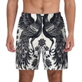 thumbnail image 1 of Kdxio Artistic Black White Peacocks Print Men's Swim Trunks with Compression Liner 7 Inch Inseam Quick Dry Swim Shorts, 1 of 5