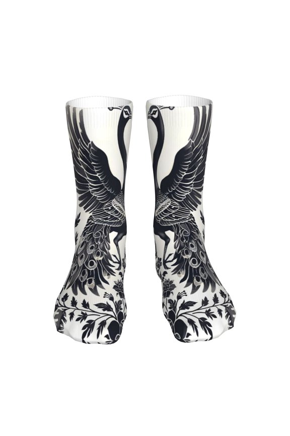 Artistic Black White Peacocks 