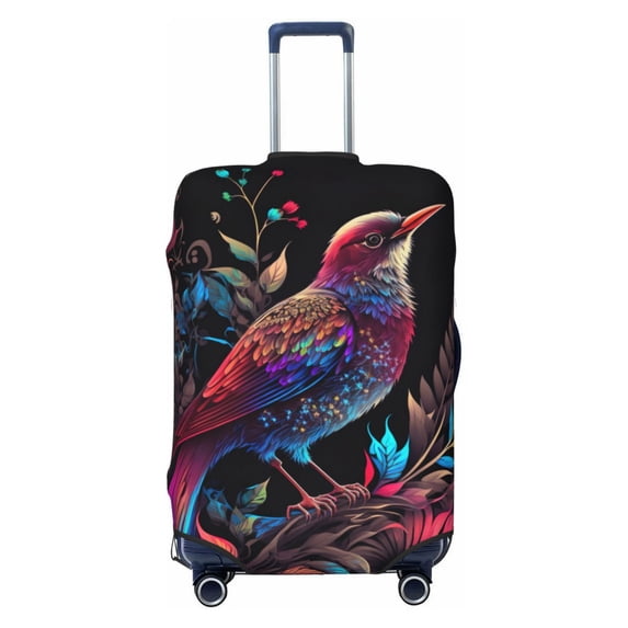 Kdxio Artistic Colorful Bird Pattern Luggage Cover for Travel,Elastic and Durable,Fits 18-32 Inch,Anti-Scratch Suitcase Protector-No luggage included