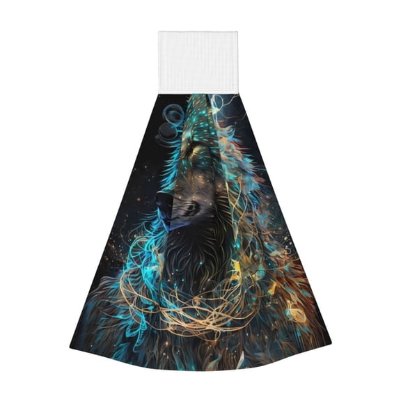 Kdxio Artistic Light Dot Wolf Hand Towel with Loop Hanging Towel Absorbent Tie Towels for Kitchen Tea Bar Bathroom Decor