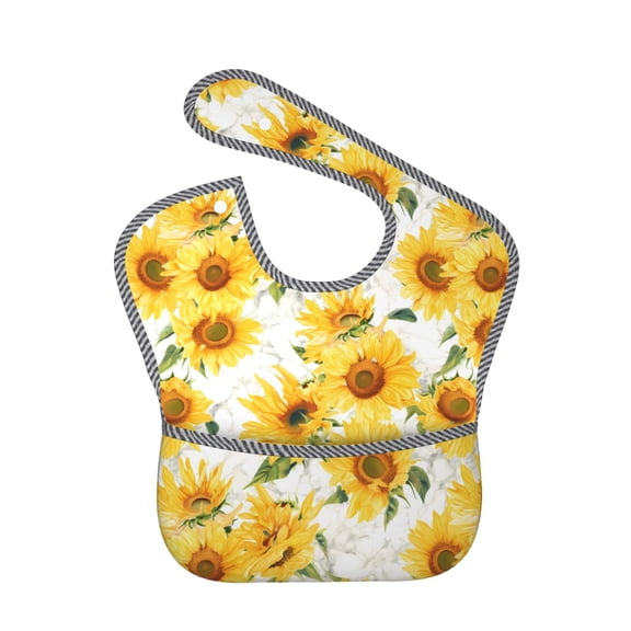 Kdxio Artistic Marble Pattern Sunflower Bibs For Babies, Baby Bibs for Eating, Toddler Bibs, Waterproof Bibs, Feeding Bibs, for Toddlers, Boys, Girls
