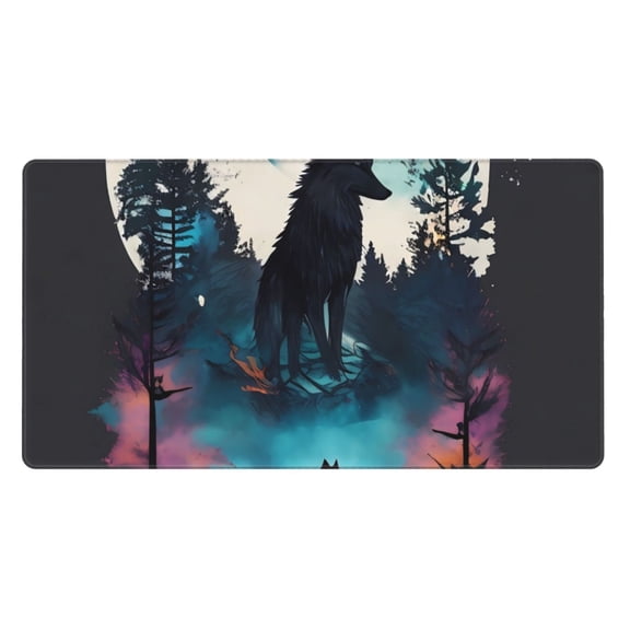 Kdxio Artistic Moon Valley Wolf Print Large Gaming Mouse Pad,Non-Slip Base,Water Resist Keyboard Pad for Gamer,Office & Home,29.5 x 15.8 in