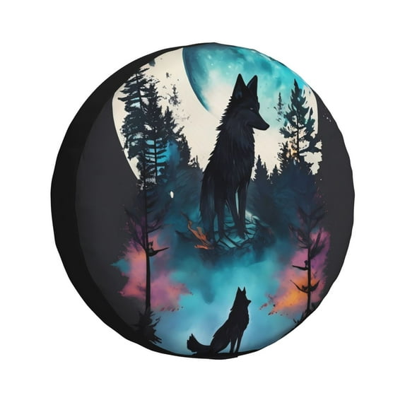 Kdxio Artistic Moon Valley Wolf for Tire Cover Wheel Protectors Tyre Covers Weatherproof Wheel Covers Universal Fit for Trailer Rv SUV Truck Camper Travel Trailers 15 inch