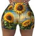 thumbnail image 1 of Kdxio Artistic Oil Painting Sunflower Print Workout Shorts for Women Seamless Soft Smooth Gym Yoga Scrunch Active Shorts, 1 of 5