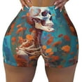 thumbnail image 1 of Kdxio Artistic Orange Carnation Skull Print Workout Shorts for Women Seamless Soft Smooth Gym Yoga Scrunch Active Shorts, 1 of 5
