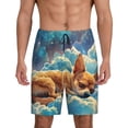 thumbnail image 1 of Kdxio Artistic Starry Sky Cloud Dog Print Mens Sleep Shorts Bottoms Soft Comfy Pajama Wear Pants with Drawstring Pockets, 1 of 5