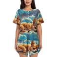 thumbnail image 1 of Kdxio Artistic Starry Sky Cloud Dog Print Pajamas Sets for Women Short-Sleeved Pjs with Lounge Shorts Two Piece Sleepwear S-4XL, 1 of 5