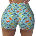 thumbnail image 1 of Kdxio Artoon Transport Print Workout Shorts for Women Seamless Soft Smooth Gym Yoga Scrunch Active Shorts, 1 of 5