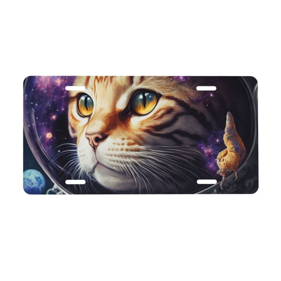 Kdxio Astronaut Cat License Plate Car Front License Plate Car Decoration Car Accessories Front Tag Plate Standard Size