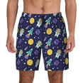 thumbnail image 1 of Kdxio Astronaut Corgi Print Men's Swim Trunks with Compression Liner 7 Inch Inseam Quick Dry Swim Shorts, 1 of 7