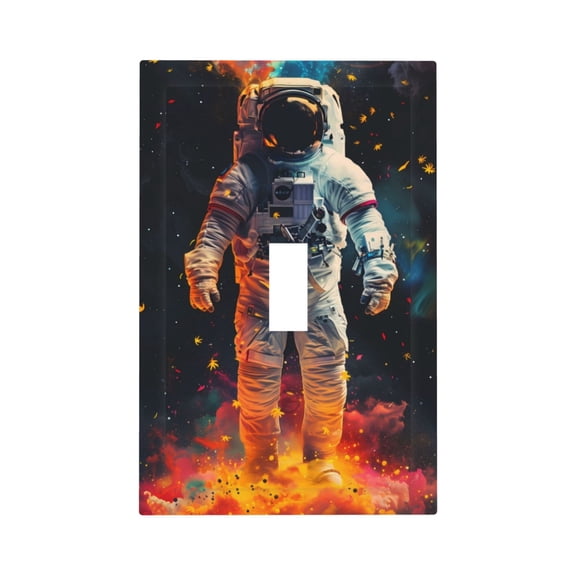Kdxio Astronaut Cosmic Rainbow Decorator Light Switch or Receptacle Outlet Wall Plate Decorator Wall Plate Child Safe Outlet Cover-Style T