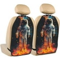 thumbnail image 1 of Kdxio Astronaut Cosmic Rainbow Print 2 Pack Car Kick Mat Seat Cover Back Protector Mat with Pockets for Organizer Backseat Protector and Storage Anti Kick Pad for Vehicles, 1 of 1