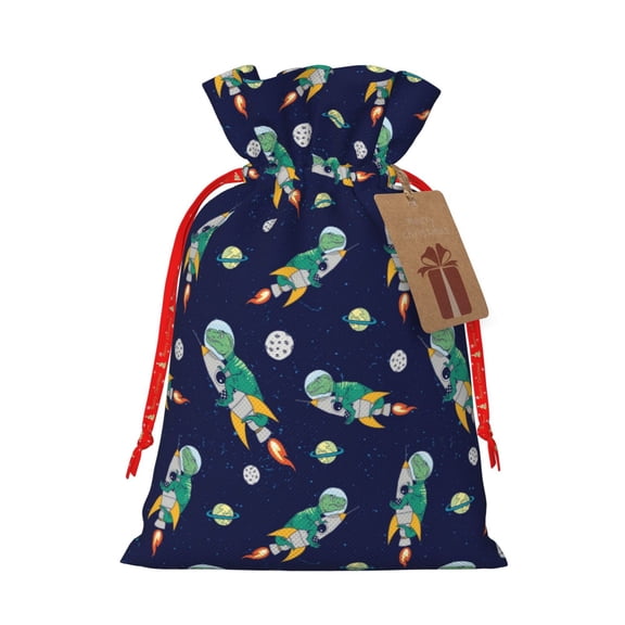 Kdxio Astronaut Dinosaur Christmas Gift Bags, Birthday gift bags Xmas Presents Bags Holiday Gift Bags for Christmas Gifts, Weddings and Birthday-Small