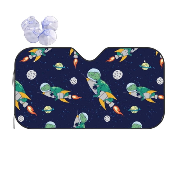 Kdxio Astronaut Dinosaur and Space Print Front Windshield Sun Shade,Folding Auto Sunshade for Car Truck SUV-Small