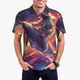 thumbnail image 1 of Kdxio Astronaut Dolphin Print Men's Short Sleeve Polo Shirt,Midweight Men's Shirt, 1 of 5