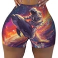 thumbnail image 1 of Kdxio Astronaut Dolphin Print Workout Shorts for Women Seamless Soft Smooth Gym Yoga Scrunch Active Shorts, 1 of 5