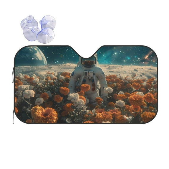 Kdxio Astronaut Flower Field Print Front Windshield Sun Shade,Folding Auto Sunshade for Car Truck SUV-Small