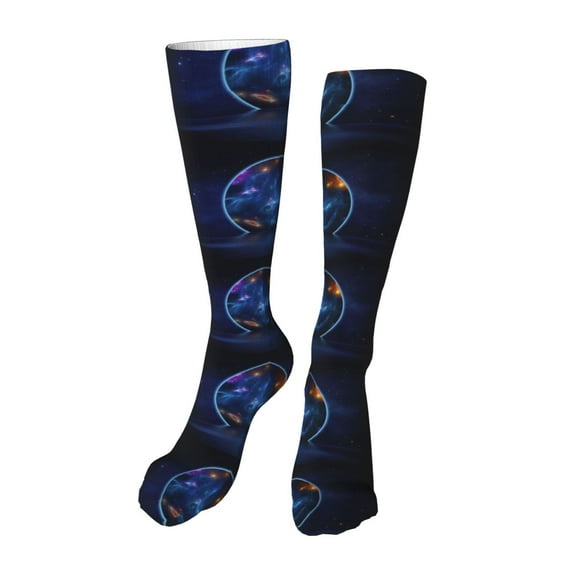 Kdxio Astronaut Funny Silky Novelty Funky Long Knee High Socks Soft 3D Print Cosplay Crazy Stockings for Men Women