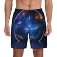 thumbnail image 1 of Kdxio Astronaut Print Men's Swim Trunks with Compression Liner 7 Inch Inseam Quick Dry Swim Shorts, 1 of 5