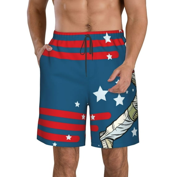 Kdxio Astronaut Runs Forward Pattern Mens Casual Shorts - Drawstring Summer Beach Sports Shorts for Men