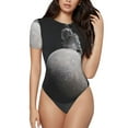 thumbnail image 1 of Kdxio Astronaut Sitting On Mercury Planet for Women's Short-Sleeved Onesie Stylish Round Neck Pajamas Bodysuit Jumpsuit Nightwear-Small, 1 of 7